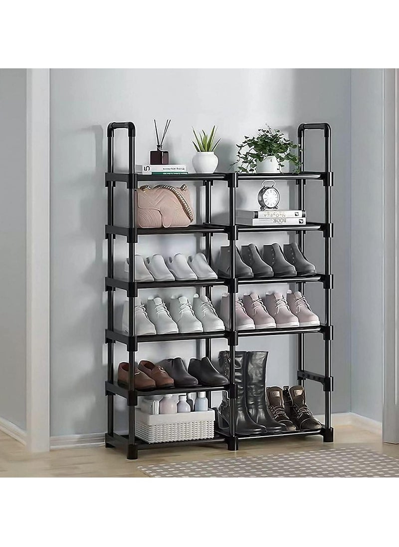 Hihonor - Shoe Racks,2 Row 6 Tier,Shoe and Boots Organizer Storage Shelf,Stackable Metal Stand Shelf,Keep Room Neat Door Space Saving (2 Row 6 Tier) - Image 1