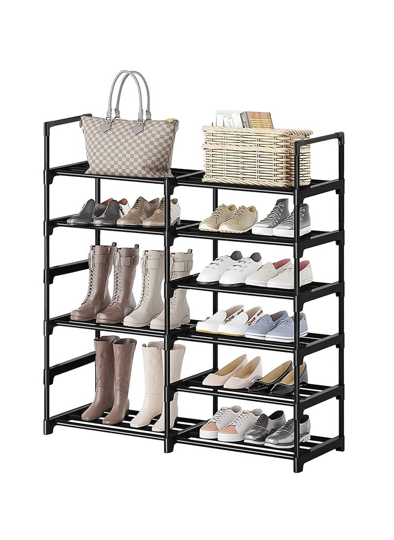 Hihonor - Shoe Racks,2 Row 6 Tier,Shoe and Boots Organizer Storage Shelf,Stackable Metal Stand Shelf,Keep Room Neat Door Space Saving (2 Row 6 Tier) - Image 1