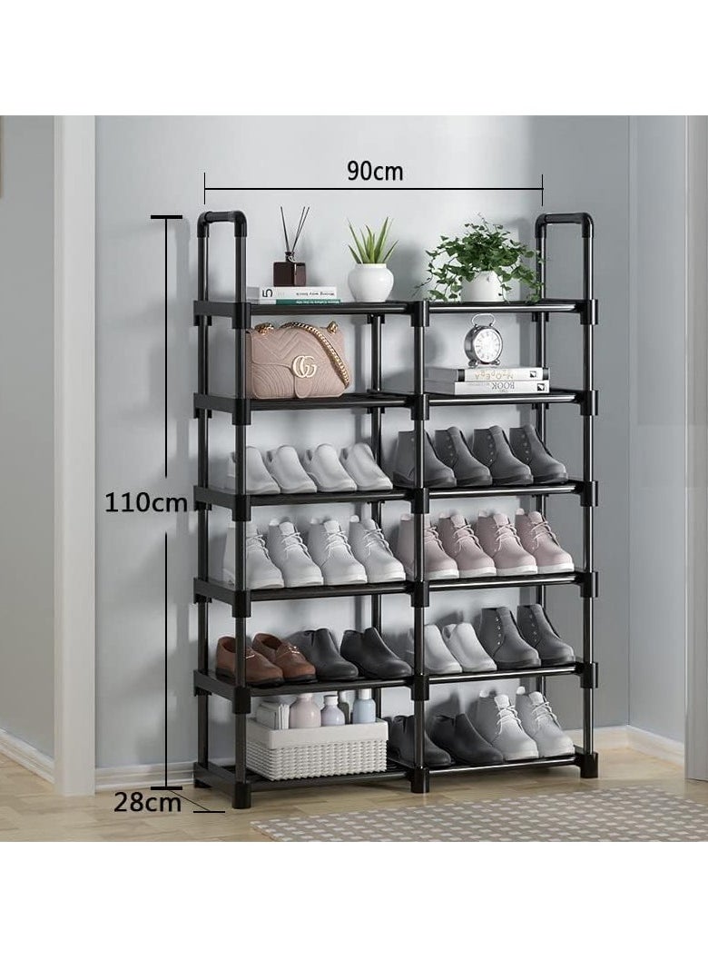 Hihonor - Shoe Racks,2 Row 6 Tier,Shoe and Boots Organizer Storage Shelf,Stackable Metal Stand Shelf,Keep Room Neat Door Space Saving (2 Row 6 Tier) - Image 1