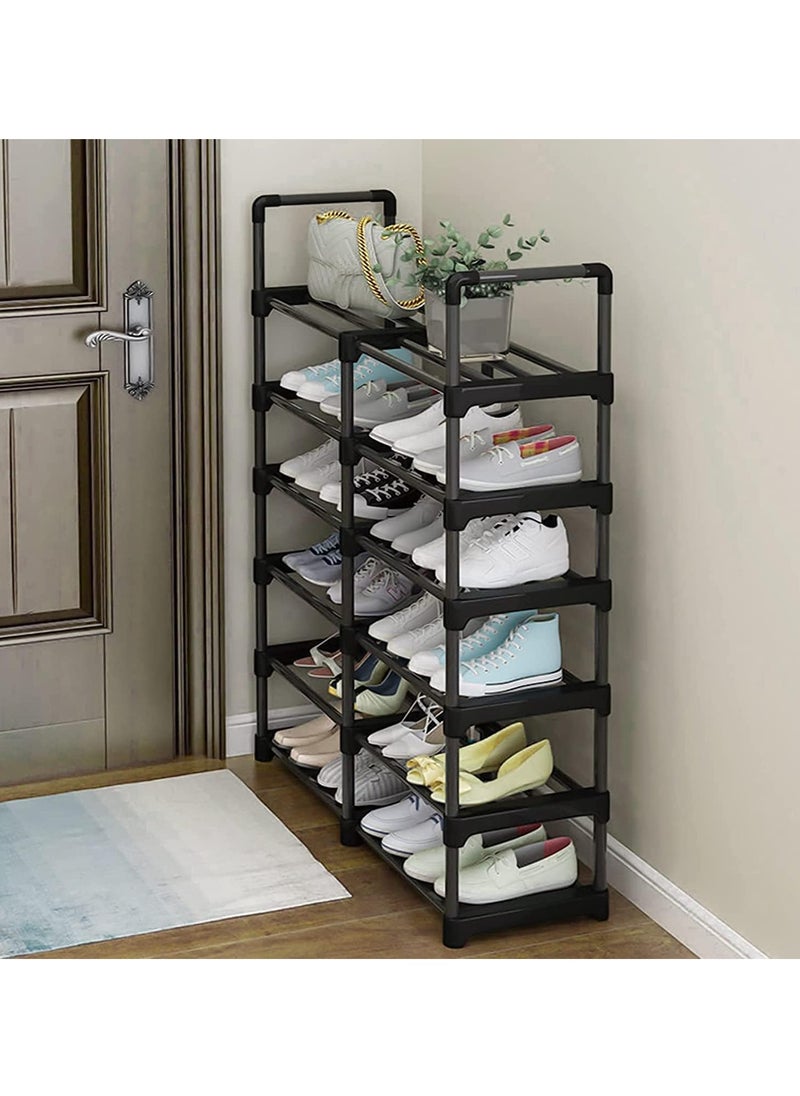 Hihonor - Shoe Racks,2 Row 6 Tier,Shoe and Boots Organizer Storage Shelf,Stackable Metal Stand Shelf,Keep Room Neat Door Space Saving (2 Row 6 Tier) - Image 1