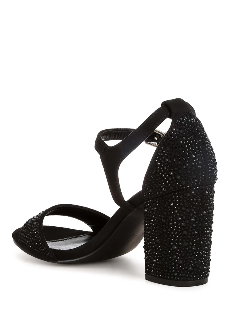 London Rag Rhinestones Embellished Sandals in Black