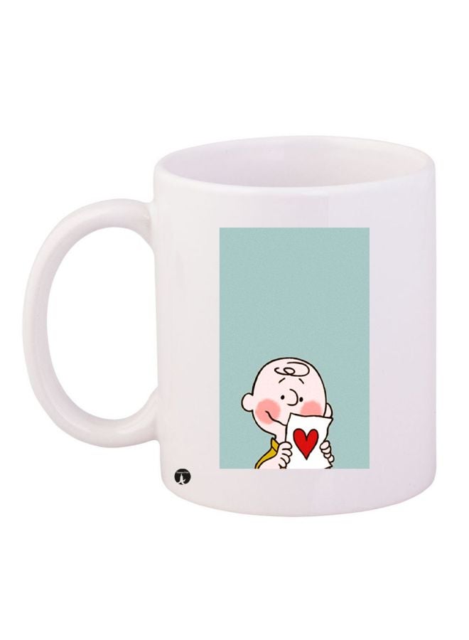 RYN Cartoon Printed Coffee Mug White/Blue/Red 11ounce
