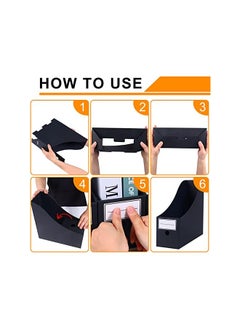 The Bros 6Pcs Magazine File Folder, Corrugated Cardboard Magazine Holder, Cardboard Magazine Rack with Labels, File Magazine Organizer (Black)  - Image 3