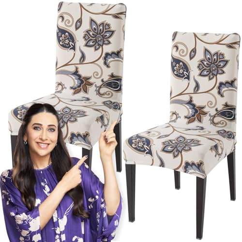HOKIPO Elastic Chair Cover Set of 2 Stretchable Washable Dining Slipcovers (AR-4097-D32*2) - Image 1