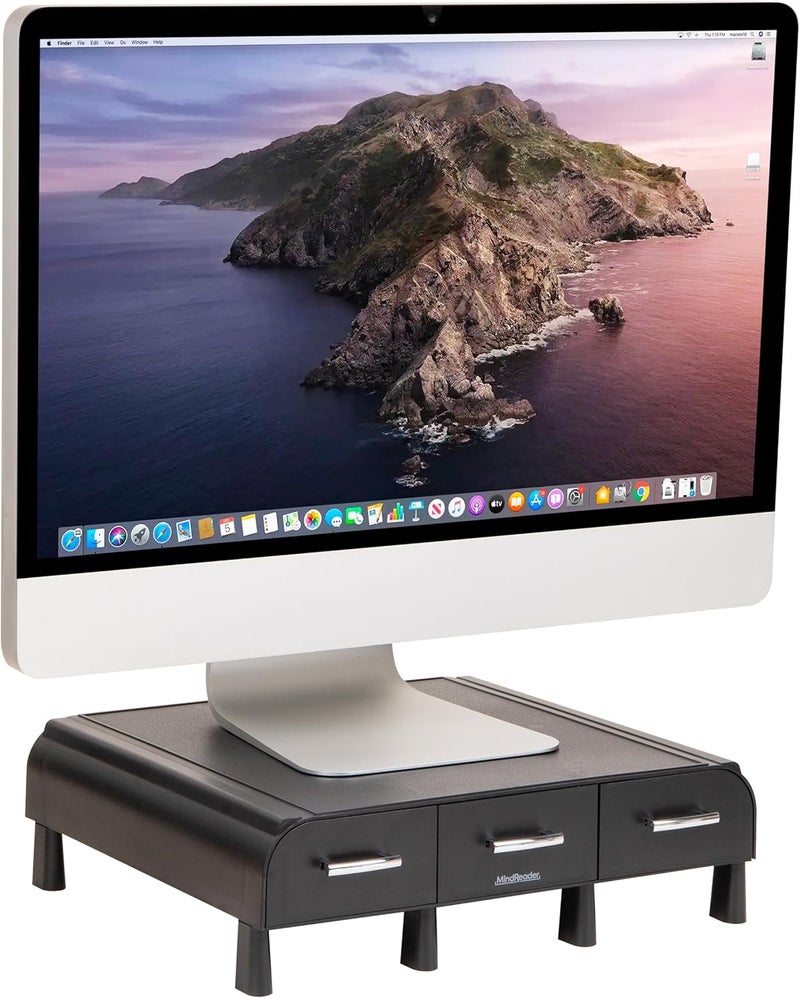 Mind Reader PC, Laptop, IMAC Monitor Stand and Desk Organizer, Black - Image 1