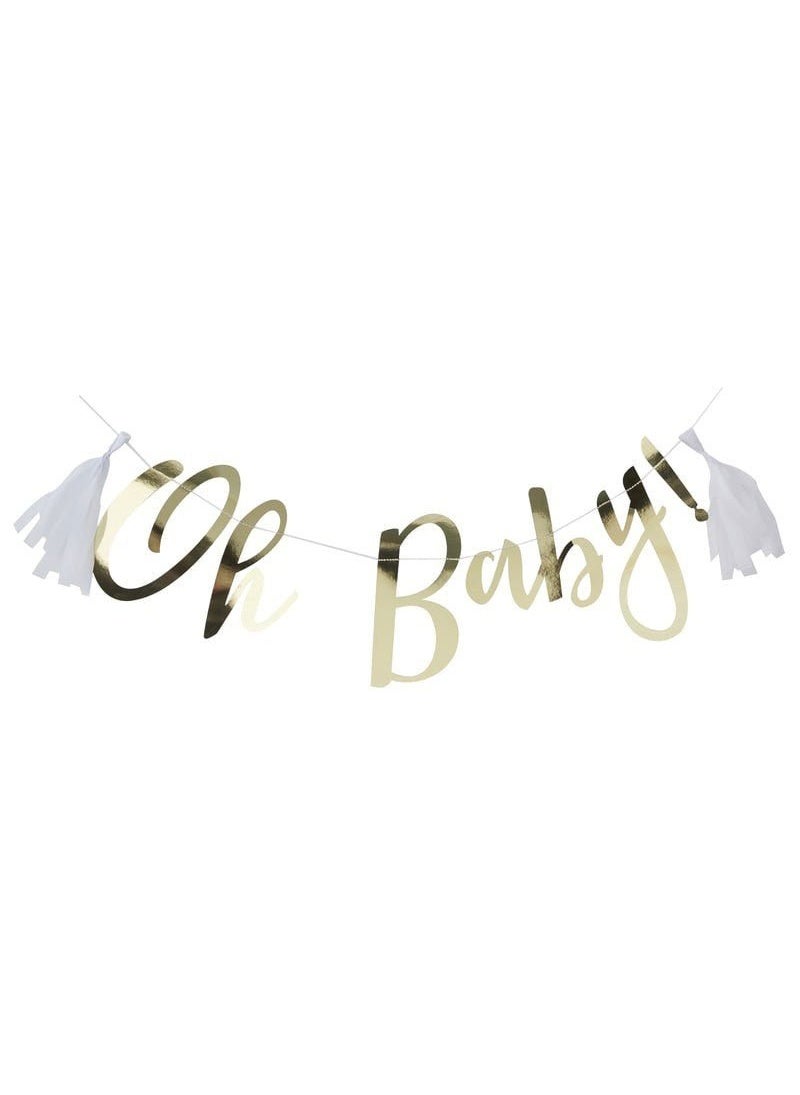 Ginger Ray Oh Baby Banner Gold Cardboard 150cm - Image 1