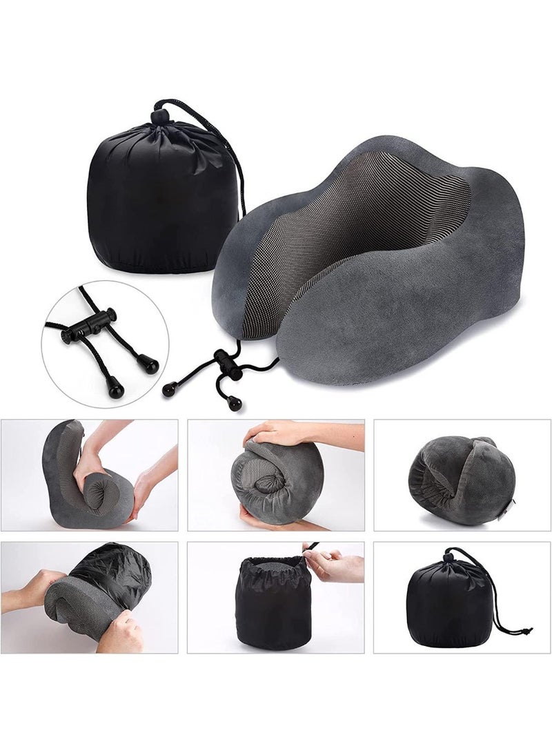 MAANYS Travel Pillow for Airplane Sleeping, Memory Foam Neck Pillow, Versatile Usage for Travel, Car, Office, Work from Home, Ideal Travel Kit with 3D Eye Mask, Earplugs & Portable Luxury Bag(Black) - Image 3