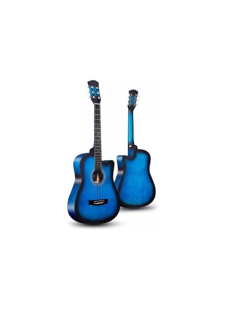 Megarya Blue Acoustic Guitar Combo Offer with Bag picks Strap Capo  - Image 2