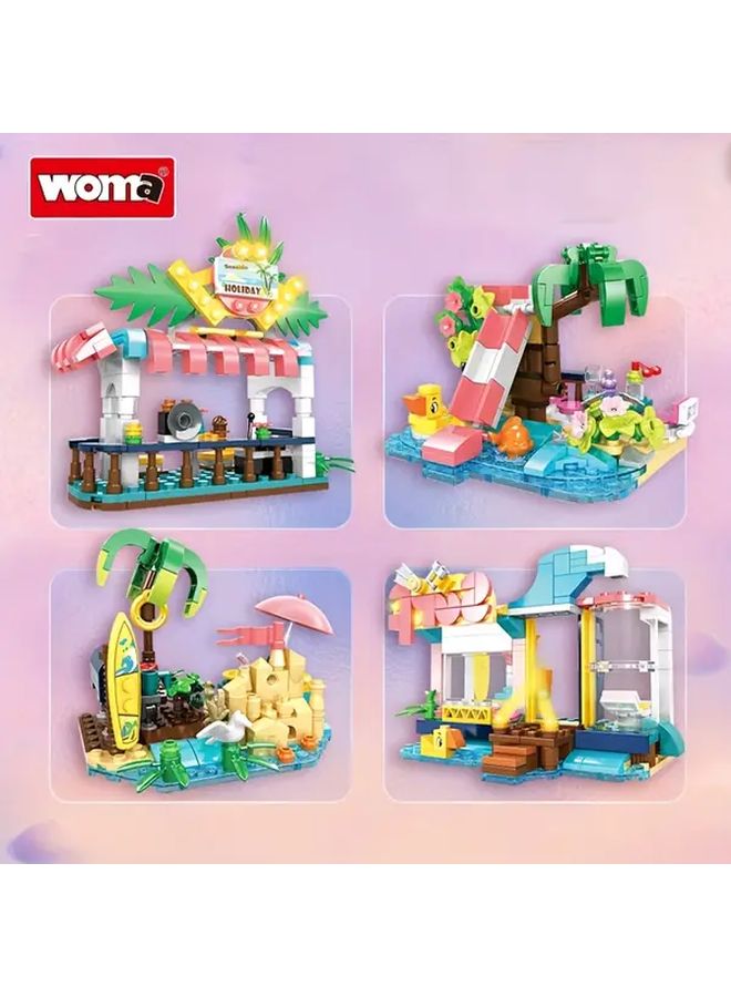 Random Street View Building Block Toy Set Beach Amusement Park STEM Educational - Image 1