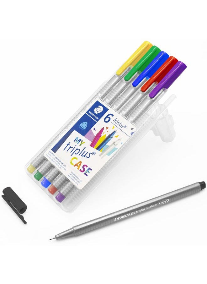 STAEDTLER - 334 Triplus Fineliner Superfine Point Pens - 0.3mm - Basic Starter Wallet of 6 - Image 1