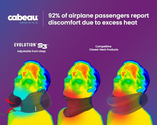 Cabeau Airplane Travel Pillow for Long Flights - Evolution S3 - Supportive Memory Foam with Seat Straps to Secure Your Head and Neck and Provides 360° Support (Jet Black) - Image 3