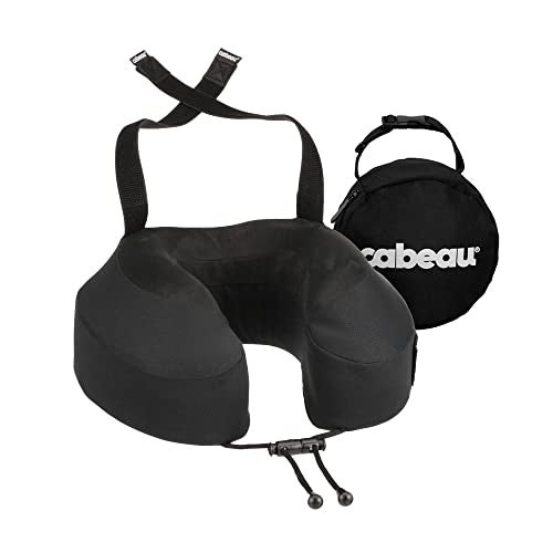 Cabeau Airplane Travel Pillow for Long Flights - Evolution S3 - Supportive Memory Foam with Seat Straps to Secure Your Head and Neck and Provides 360° Support (Jet Black) - Image 2
