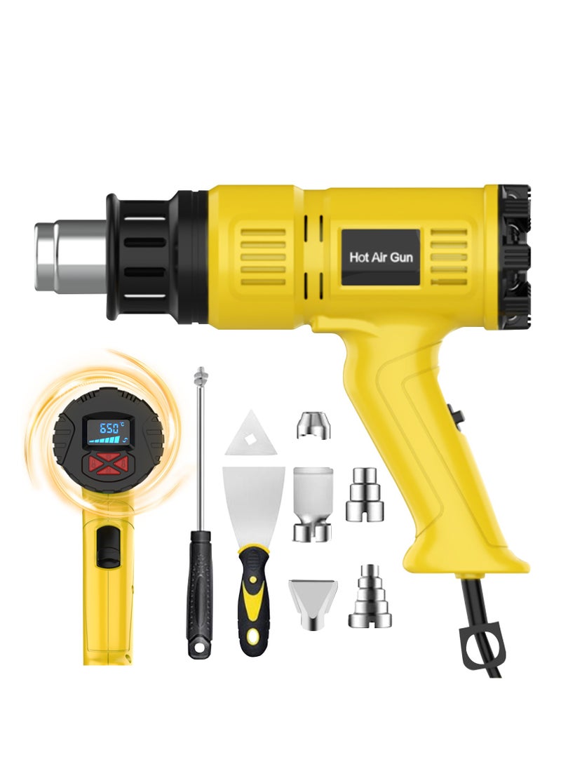 Necomi Hot Air Gun, 2000W Fast Heating, LED High-Definition Display, 60 ℃ - 650 ℃ Adjustable Temperature, Overload Protection, 7 Accessories, Suitable For Vinyl Wrapping, Crafts, Resin , Shrink PVC, Shrink PVC  - Image 1