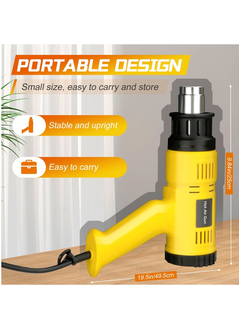 Hot Air Gun, 2000W Fast Heating, LED High-Definition Display, 60 ℃ - 650 ℃ Adjustable Temperature, Overload Protection, 7 Accessories, Suitable For Vinyl Wrapping, Crafts, Resin , Shrink PVC, Shrink PVC