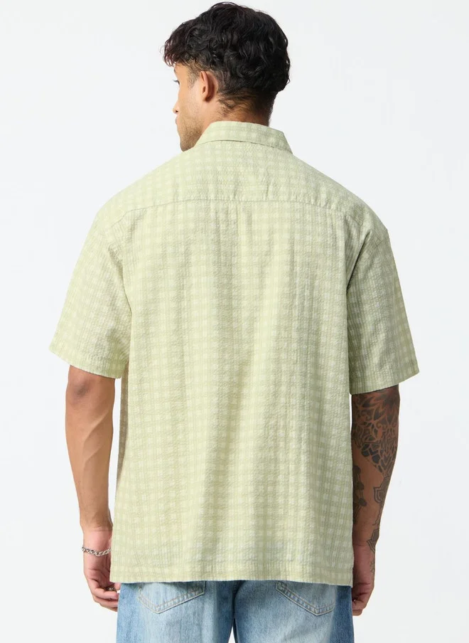 The Souled Store  The Souled Store Men Checked Casual Shirt in Sage Green  | Best Price UAE