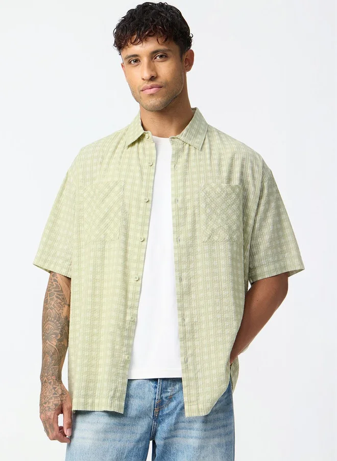 The Souled Store  The Souled Store Men Checked Casual Shirt in Sage Green  | Best Price UAE