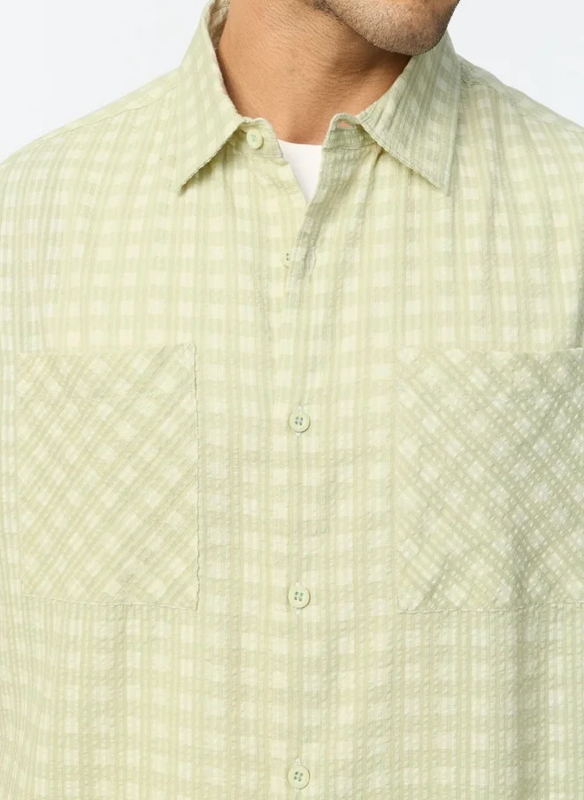 The Souled Store  The Souled Store Men Checked Casual Shirt in Sage Green  | Best Price UAE