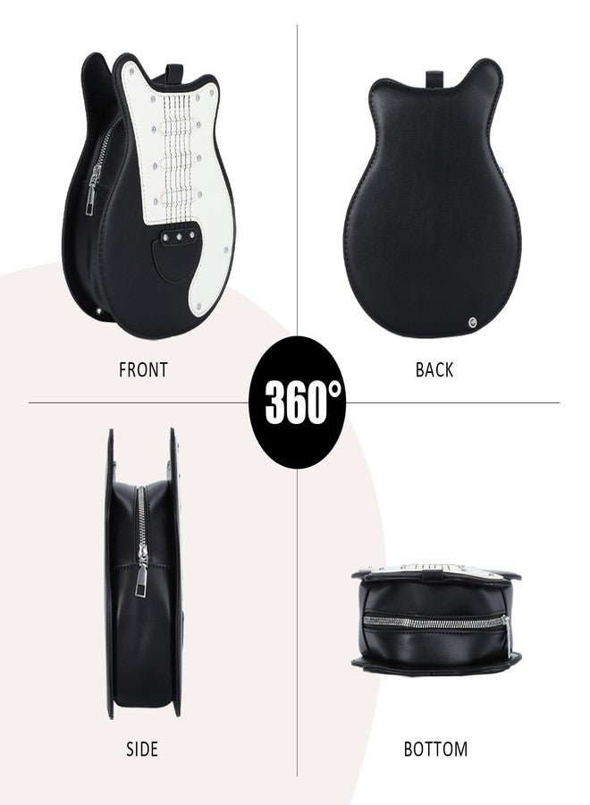 SUKUTU Guitar Shaped Shoulder Bag for Women Rivet Creative Crossbody Handbag Music Crossbody Tote - Image 3