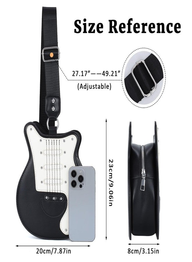 SUKUTU Guitar Shaped Shoulder Bag for Women Rivet Creative Crossbody Handbag Music Crossbody Tote - Image 4