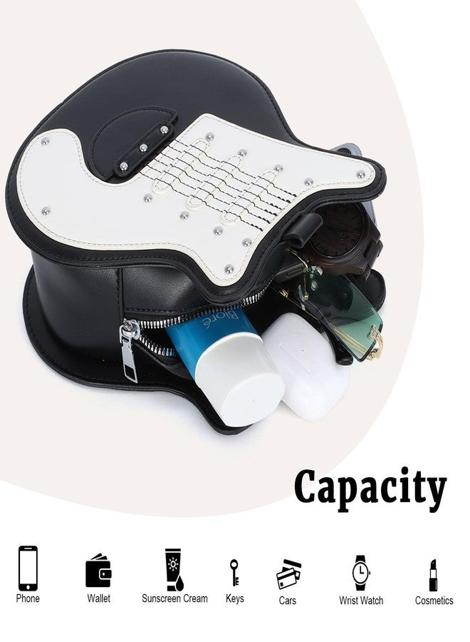 SUKUTU Guitar Shaped Shoulder Bag for Women Rivet Creative Crossbody Handbag Music Crossbody Tote - Image 5