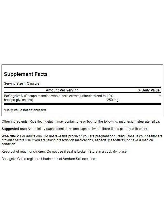 Swanson Bacopa Monnieri Extract Bacognize 250 Milligrams 90 Capsules - Image 2