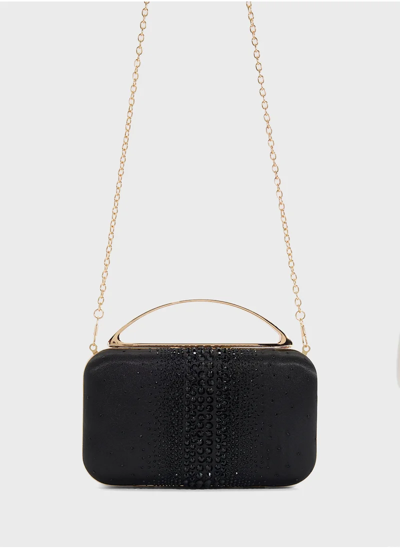 Ella Limited Edition Diamante Clutch With Metal Handle