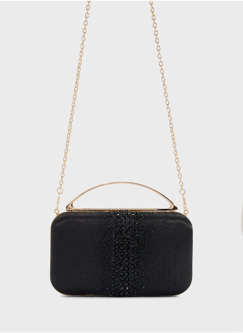 Ella Limited Edition Diamante Clutch With Metal Handle  - Image 1