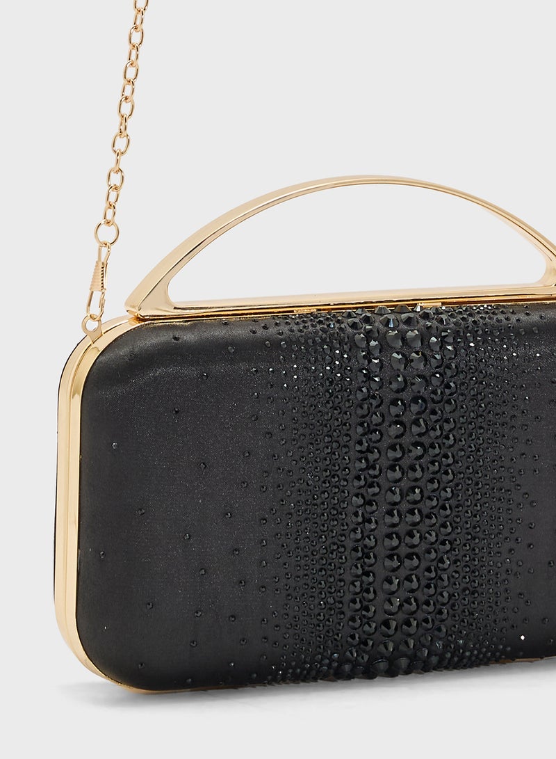 Ella Limited Edition Diamante Clutch With Metal Handle  - Image 4