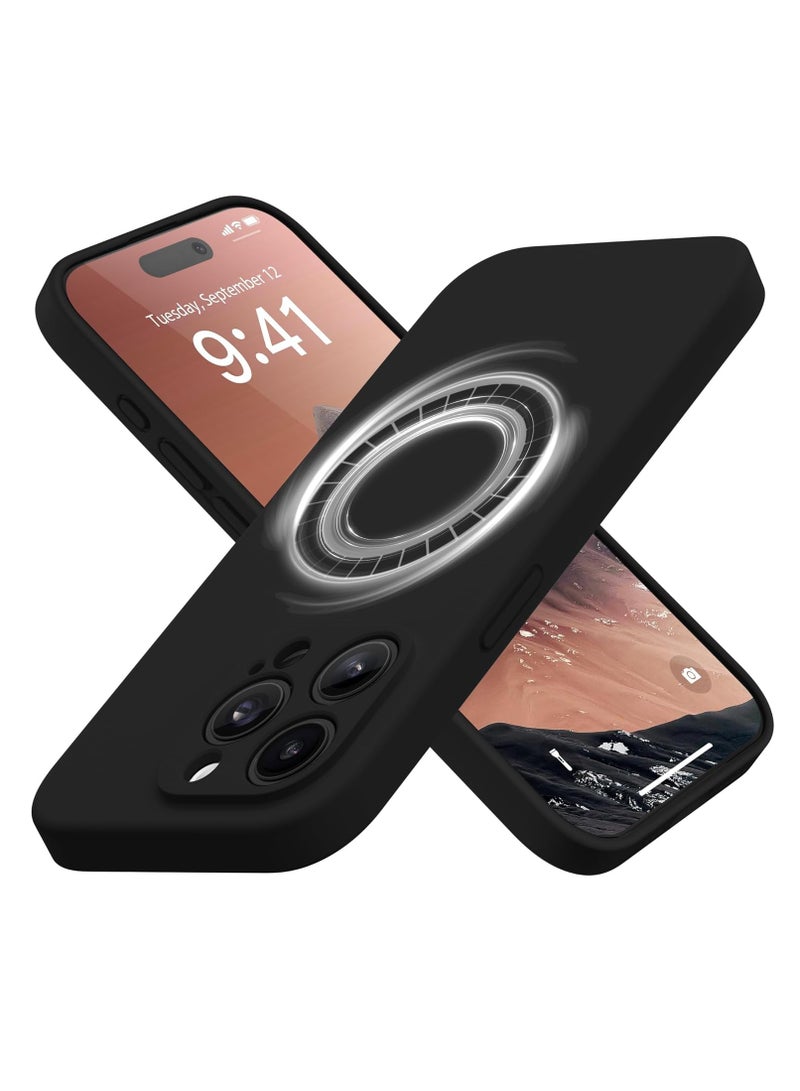 ELTRAZONE Strong Magnetic for iPhone 15 Pro Max Case Silicone, Compatible with MagSafe, [Camera Protection][2X Screen Protectors]Slim Protective Phone Case, Soft Anti-Scratch Microfiber Lining, Black - Image 1