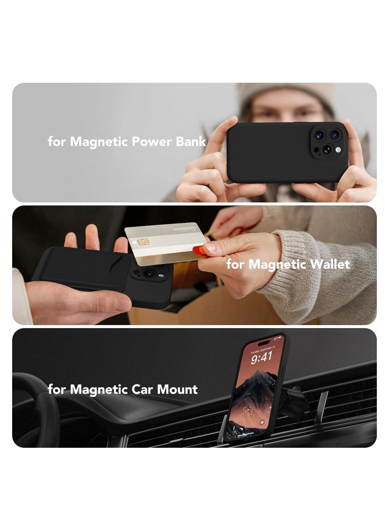 ELTRAZONE Strong Magnetic for iPhone 15 Pro Max Case Silicone, Compatible with MagSafe, [Camera Protection][2X Screen Protectors]Slim Protective Phone Case, Soft Anti-Scratch Microfiber Lining, Black - Image 5