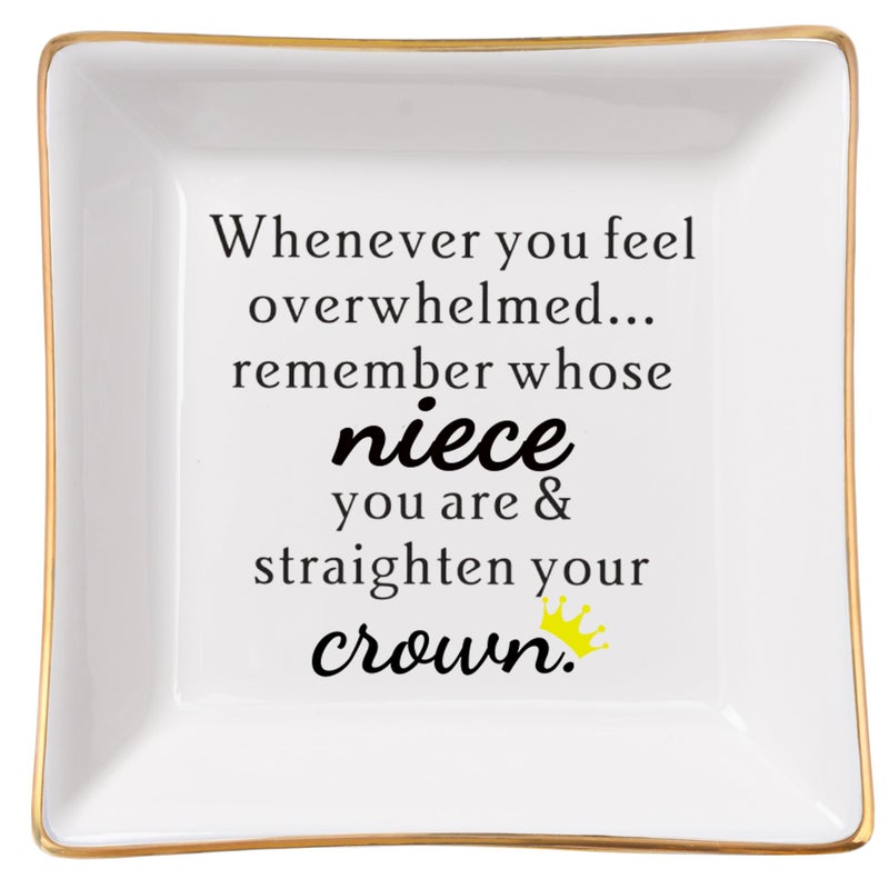 Spegiffu Niece Gifts From Auntie  Gift For Niece Jewelry Dish Tray - When You Feel Overwhelmed...Straighten Your Crown  Birthday Gifts For Niece Mother'S Day Christmas Valentines Wedding Graduation - Image 1
