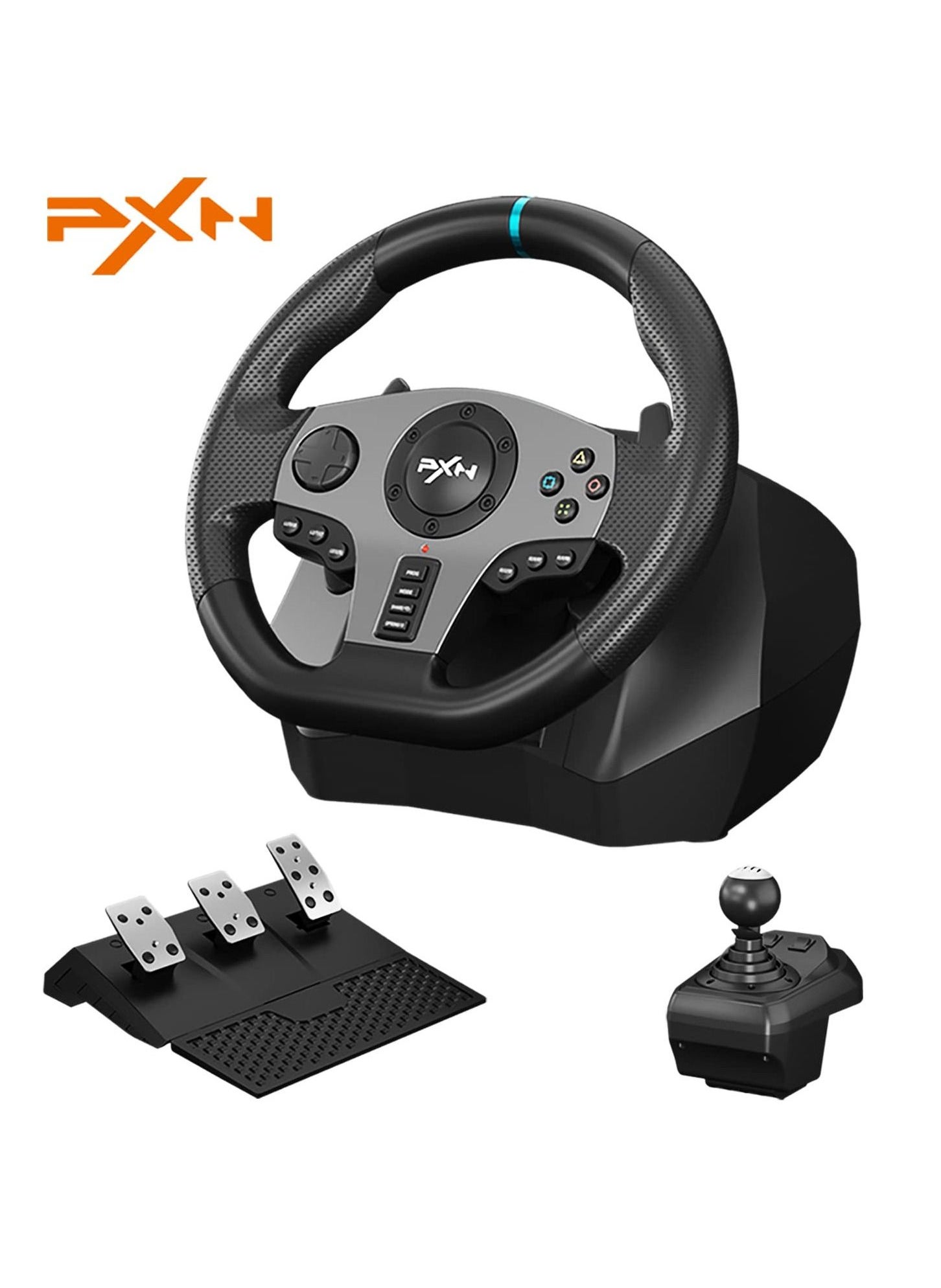 PXN V9 - Universal Usb Car Race Steering Wheel with 3-pedals And