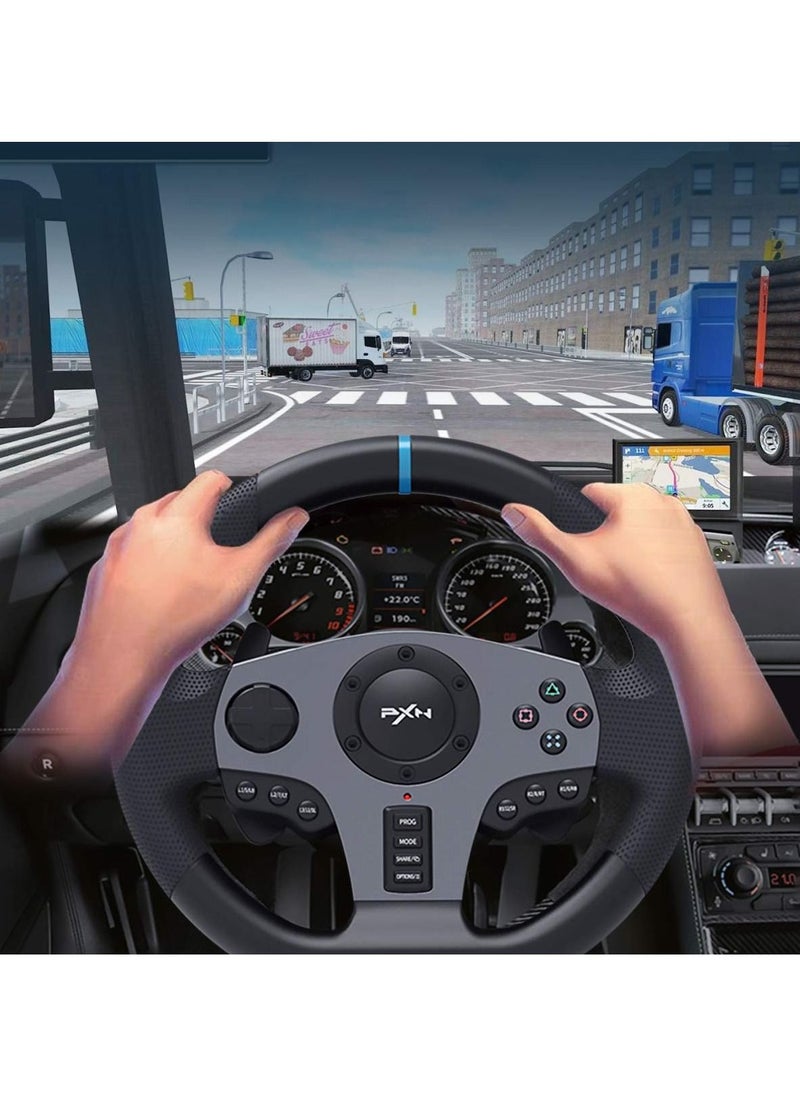 PXN - V9 - Universal Usb Car Race Steering Wheel with 3-pedals And Shifter Bundle for Xbox One, Xbox Series X/S, PS4, PS3, and Nintendo Switch - 240/900 Degrees Turning Angle - Image 1