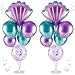 Ufurty Mermaid Balloons Table Centerpiece 2 Sets Mermaid Balloon Stands Table Decorations for Birthday Baby Shower Beach Sea Theme Party Balloons 2 Pcs Sea Shells Foil Balloons and 12 Pcs Latex Balloons - Image 2