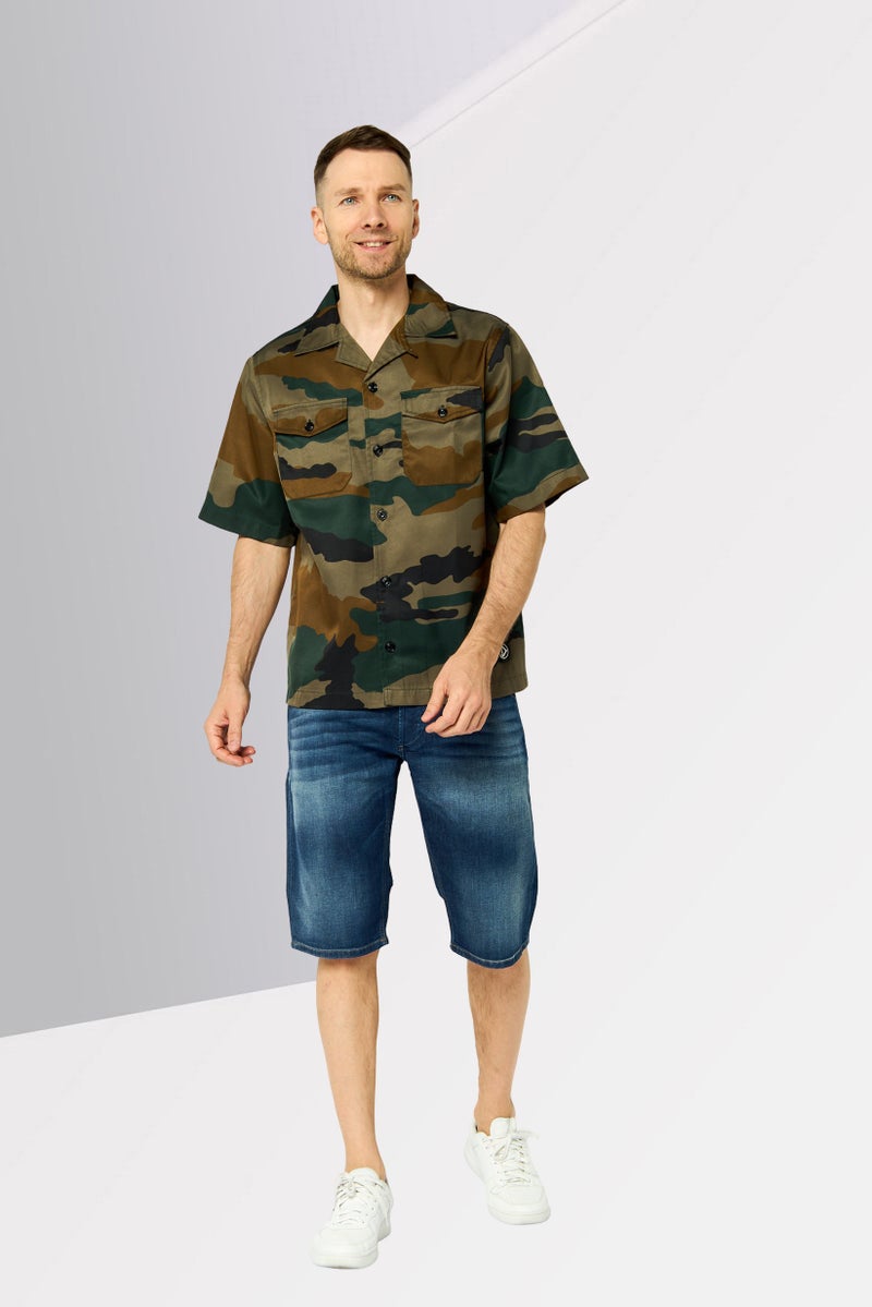 DIESEL Men Regular Fit Camouflage Print Short Sleeves Casual Shirt, Multicolor  - Image 2