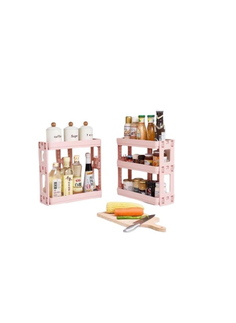 OM Multi-Tier Turbo Organizer - For Bathroom or Kitchen (Pink, 2 Tier) - Image 1