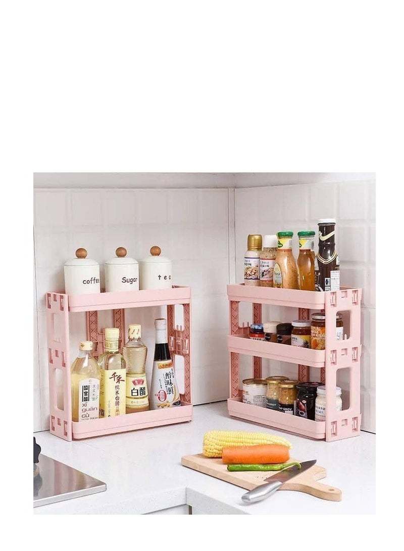 OM Multi-Tier Turbo Organizer - For Bathroom or Kitchen (Pink, 2 Tier) - Image 2