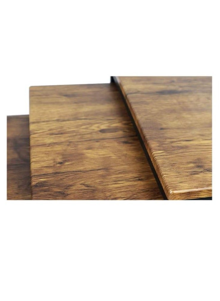 Luxury Home A 3-Piece Nesting Table Set Designed with Wooden Surfaces and Black Steel Legs - Image 4