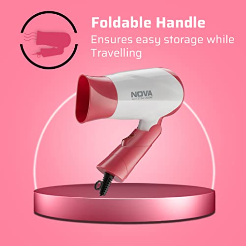 Nova NHP-8104 1400 Watts Compact Hair Dryer (White/Pink) - Image 2