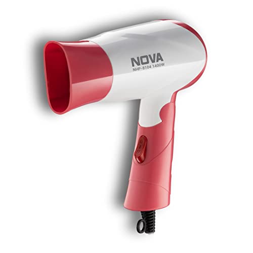 Nova NHP-8104 1400 Watts Compact Hair Dryer (White/Pink) - Image 1