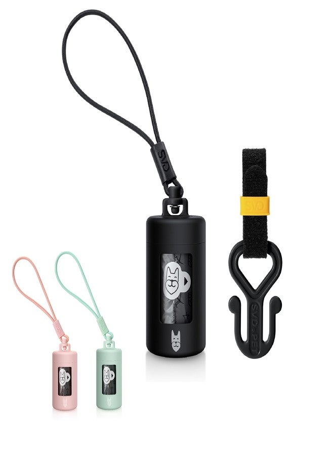 SVD.PET Retractable Dog Waste Bag Dispenser + Bag Holder Kit, Dog Poop Bag Dispenser, Retractable Waste Bag Dispenser, Lightweight Poop Bag Holder, Stretchy Strap Fits Any Dog Leash (Black) - Image 1