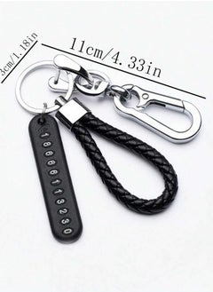 Generic Black Cell Phone Number Plate Braided Keychain for Women with Car Key Ring Lock Anti-Lost Protection  - Image 3