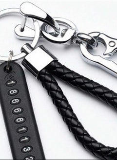 Generic Black Cell Phone Number Plate Braided Keychain for Women with Car Key Ring Lock Anti-Lost Protection  - Image 4