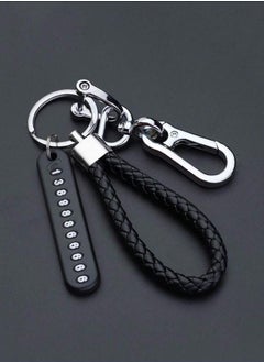 Generic Black Cell Phone Number Plate Braided Keychain for Women with Car Key Ring Lock Anti-Lost Protection  - Image 2