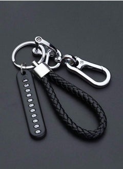 Generic Black Cell Phone Number Plate Braided Keychain for Women with Car Key Ring Lock Anti-Lost Protection  - Image 1