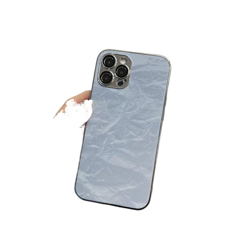غطاء واقي بFabric لـ iPhone 14 / 14 Plus / 14 Pro / 14 Pro Max باللون أزرق مضاد للانزلاق مع حافة مطلية بالكهرباء وحماية العدسة مع قبضة مضادة للانزلاق مع مقاوم للخدش للعائلة - Image 1