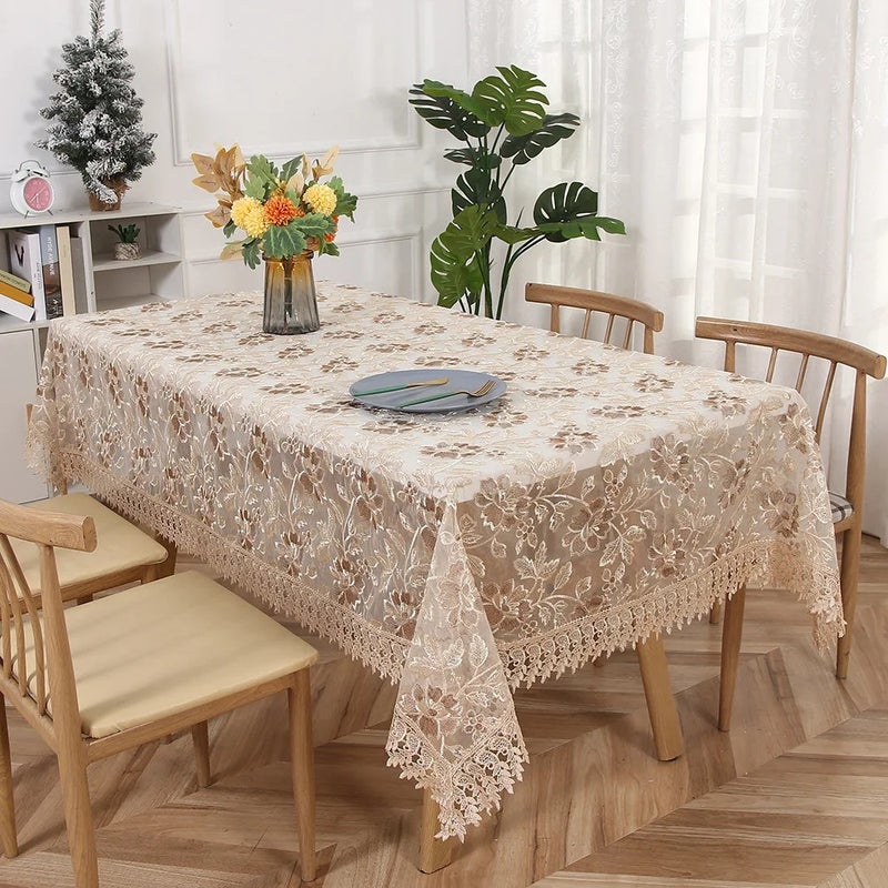 Y&D Polyester PC Digital Embroidery Nordic Style Rectangle Table Runner with Floral Lace Patterns for Home Decor - Image 1