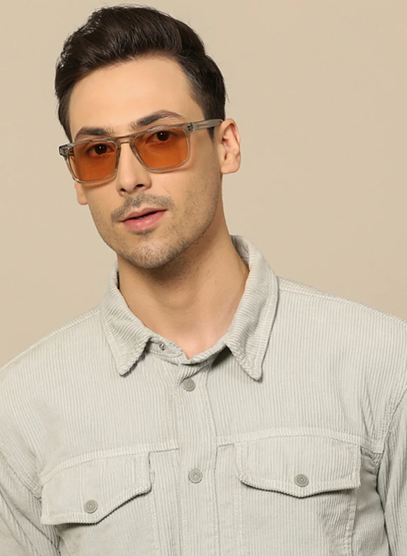 جون جاكوبس نظارات شمسية بإطار مستطيل كامل العدسات المستقطبة والمحمية من الأشعة فوق البنفسجية   -  مم - شفاف