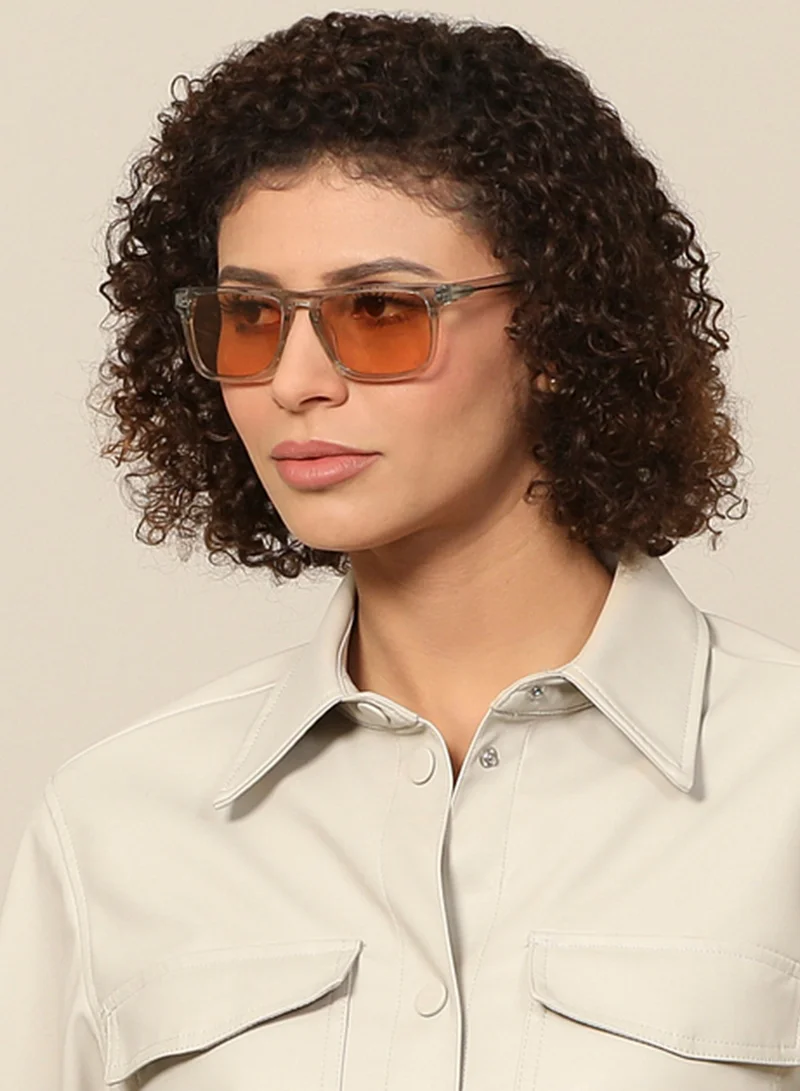 جون جاكوبس نظارات شمسية بإطار مستطيل كامل العدسات المستقطبة والمحمية من الأشعة فوق البنفسجية   -  مم - شفاف