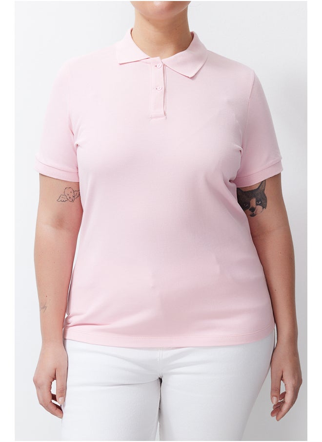 trendyol - Pink Polo Neck Knitted T-shirt TBBSS24BF00045 - Image 1